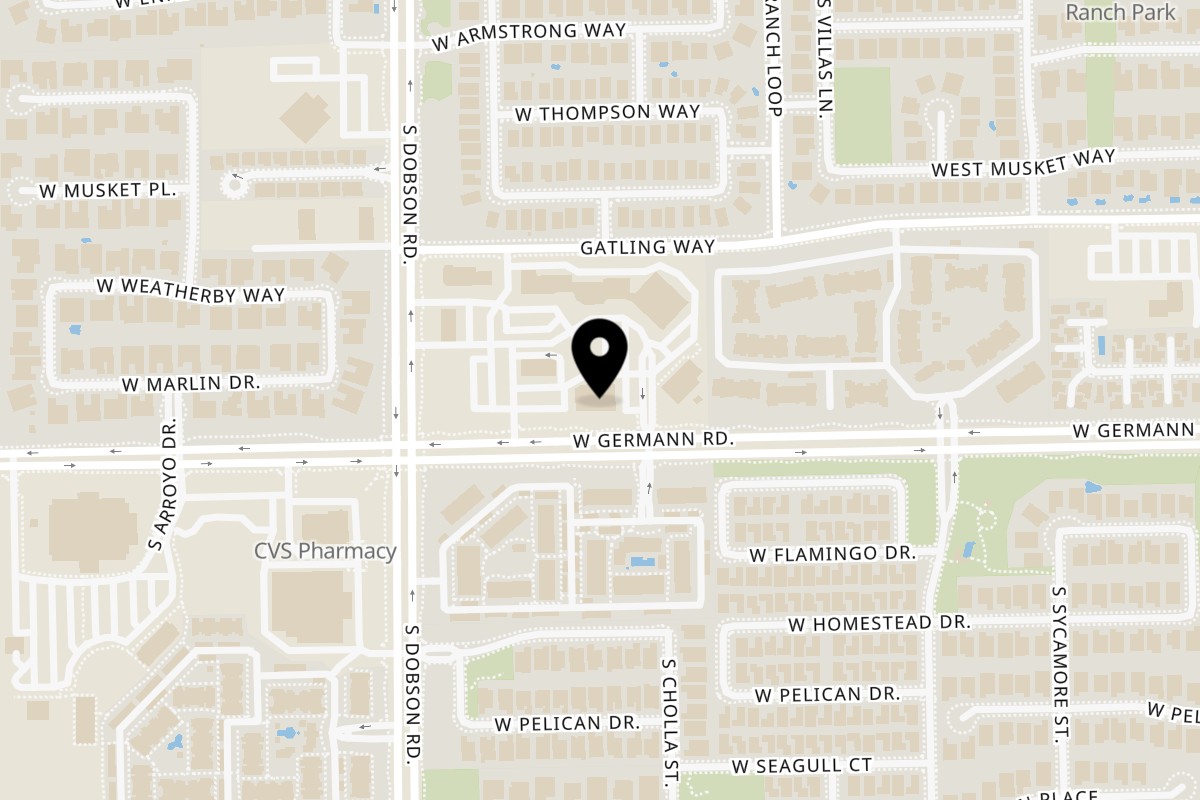 Map showing the location of ITLU Pure Indian Vegetarian on 1890 W Germann Rd #1 in Chandler