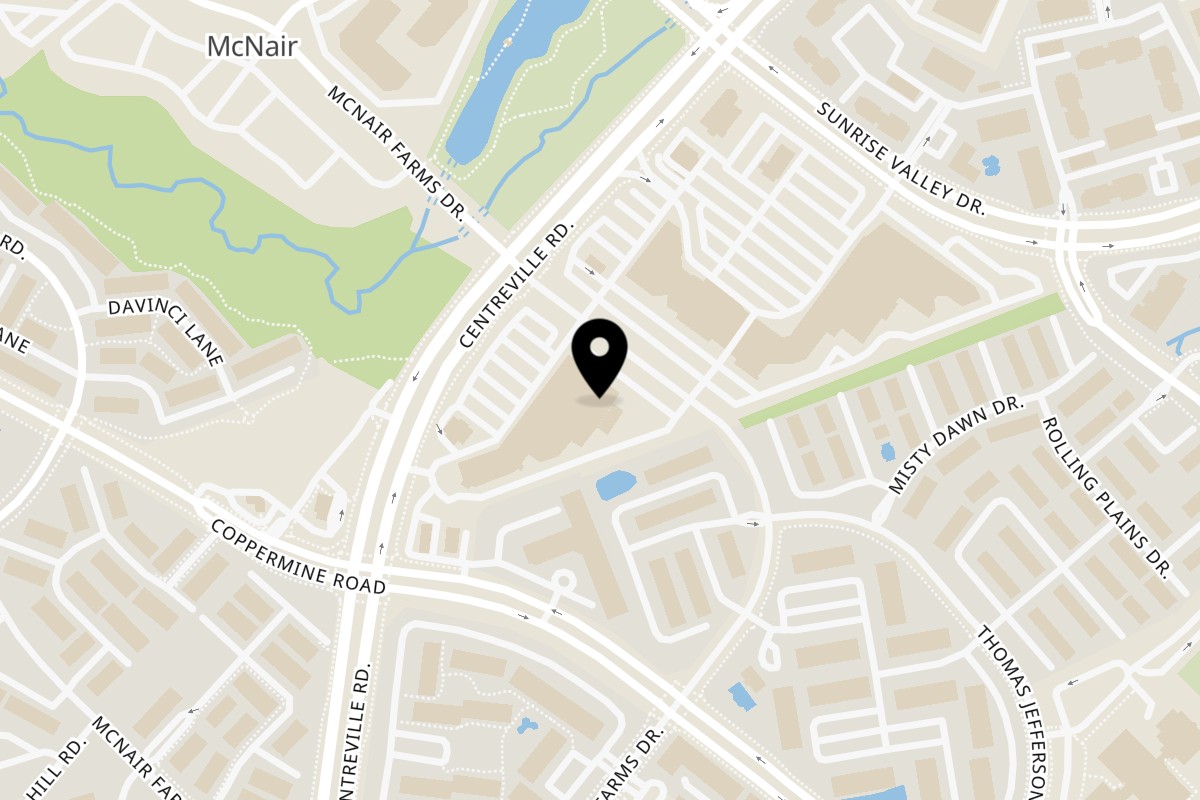 Map showing the location of ITLU Pure Indian Vegetarian Herndon on 2501 Centreville Rd in Herndon